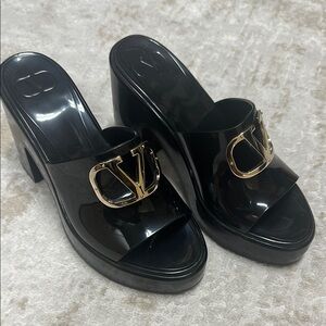 Valentino Black Patent Leather Mules size 37